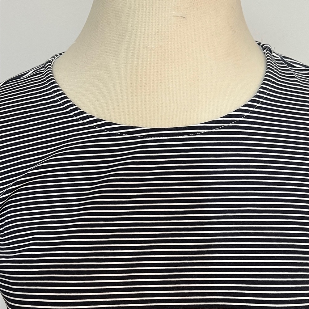 Christopher & Banks Navy Blue and White Striped Tee Short Sleeve Cotton/Spandex - Picture 2 of 6